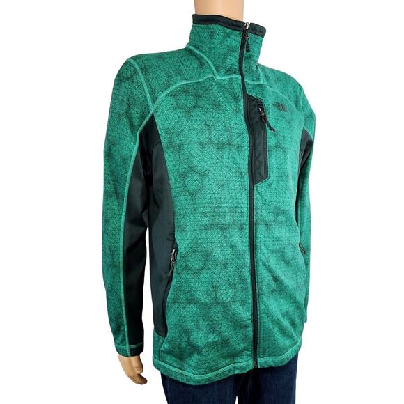 The North Face NF0A37JU Fleece Shell Jacket Green Geometric Pattern Men's Sz XL - Picture 3 of 7
